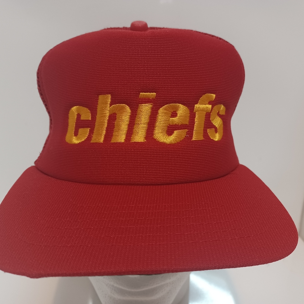 Vintage New Era Made In USA Kansas City Chiefs Mesh Trucker Snapback Hat Cap